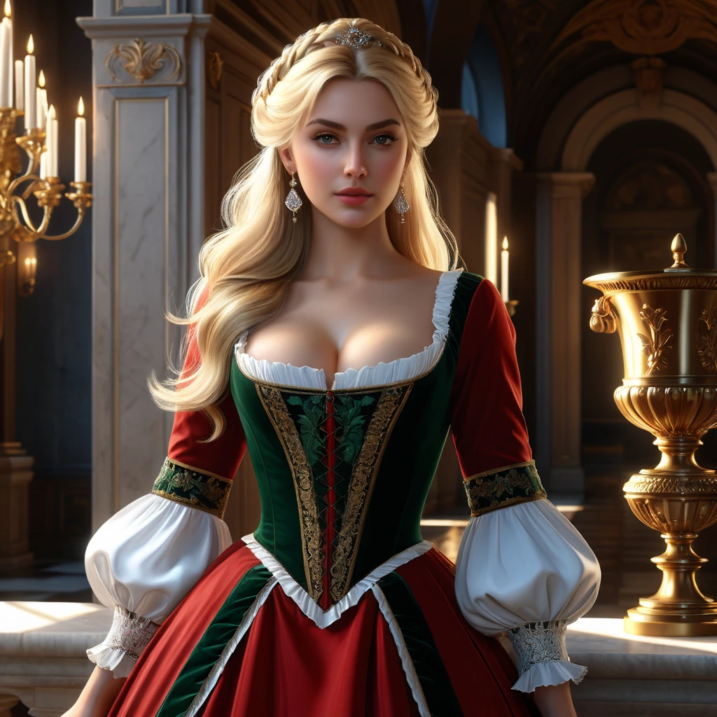 Viaje no tempo com a Barbie enquanto ela se torna uma dama vitoriana, strolling gracefully in a grand historic mansion. With a resplendent ball gown and an umbrella in hand, She captivates with timeless elegance.