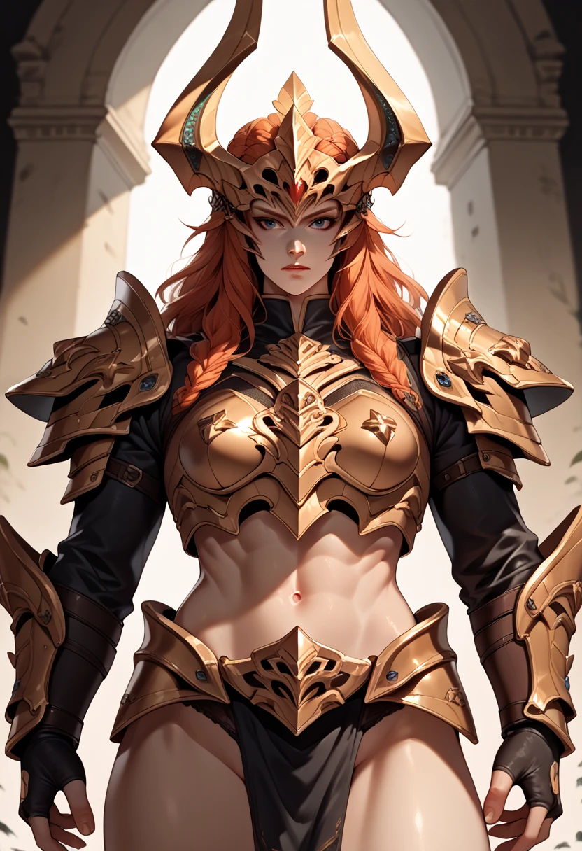 Dragoon armor，Perfect face，feathered headdress，Metal ornaments，Black underwear，Unreal 5
