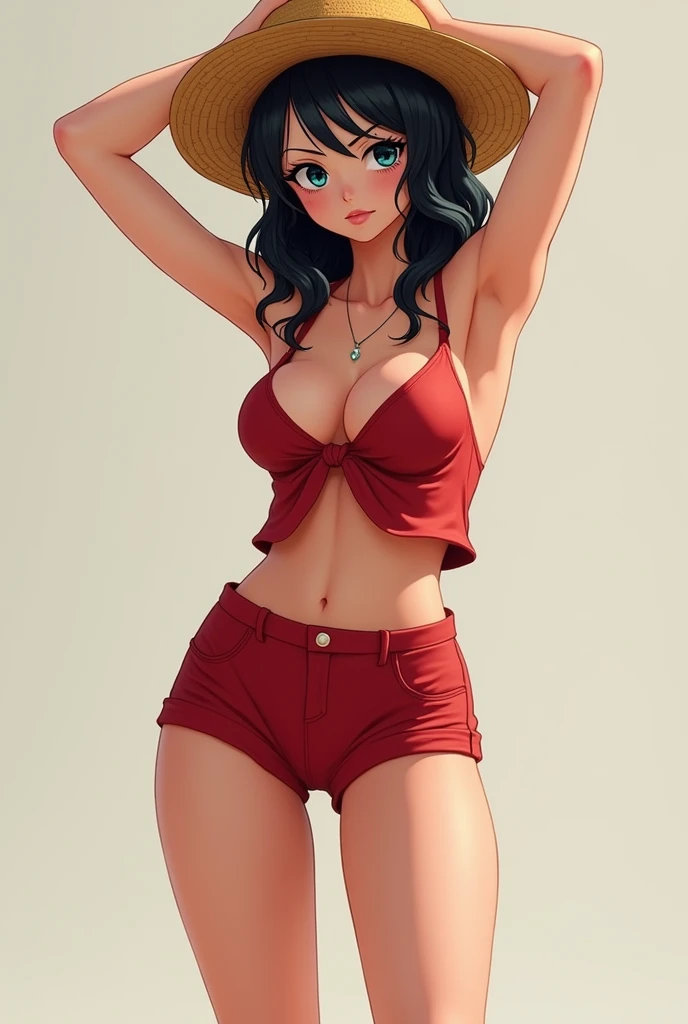 1girl, anime girl, anime, (dark skin), 2d girl, 16y, (fullbody), standing, anime girl, black eyes, (heart-shaped pupils), seductive grin, (ahoge, long hair, hime-cut hair, black hair), ((nipleless white bra, areolae, areola, areola exposed)), Solo, Slim, large breasts, big ,big Breasts, sfw, Tight Shorts, low waist shorts, upshorts, The night city background, moon, city lights, stars in the sky, looking at viewer, darker shadows, (((explicit))), (((shorts))), (((absurdres))), (((thigh gap))), cameltoe, (((cameltoe))), (((cleft of venus))), (((lowleg shorts))),