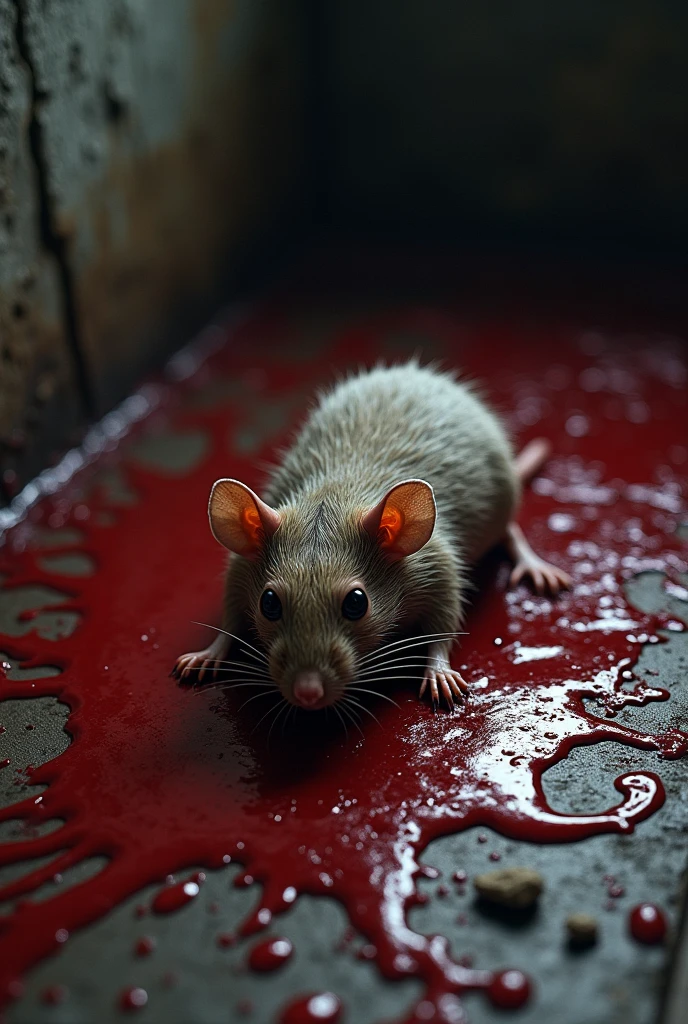 I'm having a dead mouse in a mousetrap all bloody