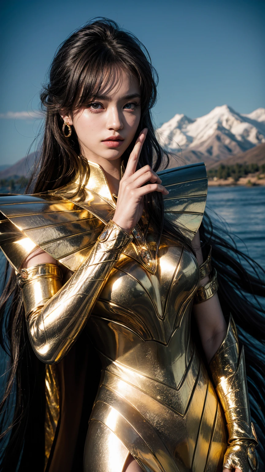 (((1girl))) a hyper realistic ultra detailed photograph of a beautiful girl photorealistic shaka at agreek ruins background, tattered virgo gold half armor, long black hair, blue eyes, dynamic pose, detailed symmetric beautiful hazel eyes, detailed gorgeous face, 30-megapixel, 4k, Canon EOS 5D Mark IV DSLR, 85mm lens, sharp focus, intricately detailed, long exposure time, f/8, ISO 100, shutter speed 1/125, diffuse back lighting, award winning photograph, facing camera, looking into camera, monovisions, perfect contrast, High sharpness, facial symmetry, depth of field, ultra-detailed photography, raytraced, global illumination, TanvirTamim, smooth, ultra high definition, 8k, unreal engine 5, ultra sharp focus, award-winning photograph, trending on artstation, Athena temple, sunny 