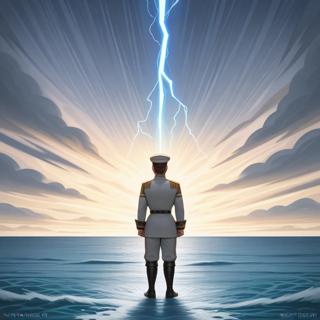 jesus christ standing on the ocean, epic clouds and divine lightning , ,  uniform by Ludwik Konarzewski Jr , the god of the sea,  epic biblical representation , by Ludwik Konarzewski, , Mighty God, Lieutenant Aleksander Gierymski, Oh God Poseidon