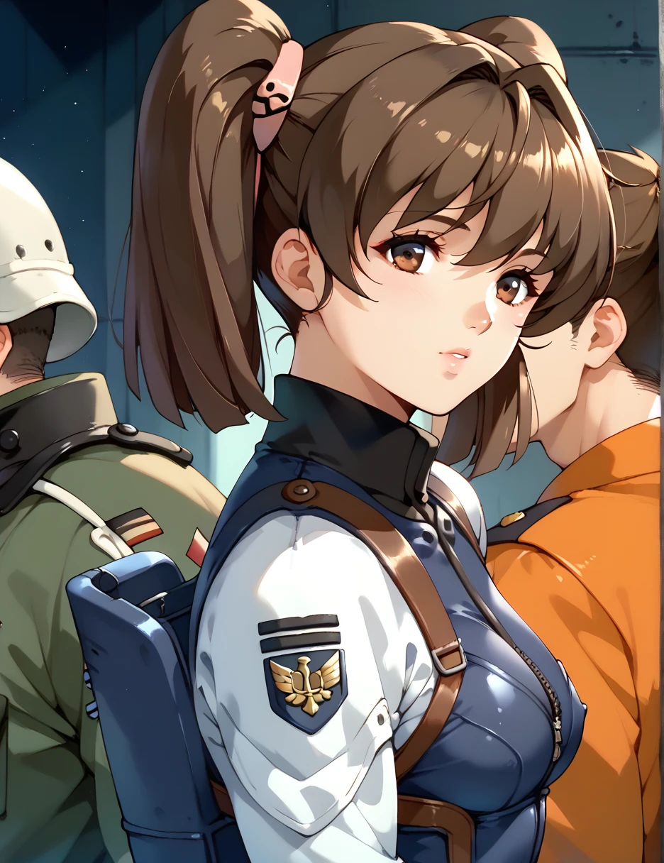 Misaki Yuria   |    Space Battleship Yamato 2199    、    Standing with Different Chest    、   Twin Tails  、   bodysuit   、Brown Hair , Growing your hair ,   Twin Tails  ,   brown eyes(   Intercourse with multiple men inserted into the uterus   :1.5、