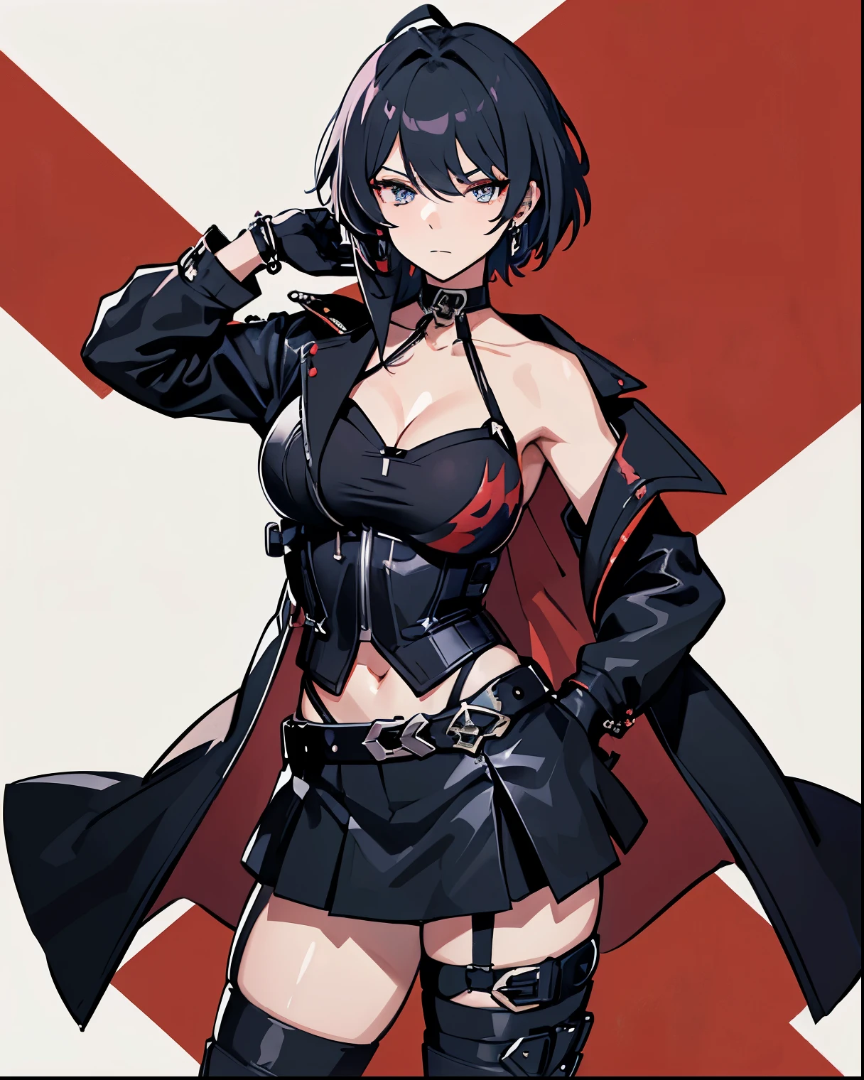 -PdetailP60,1girl, good legs, good thighs, athletic abbs,(((standing))),(((villain pose))),((supremacy attitude)),blonde hair,gradient hair,pink hair,short hair,ahoge,arrogant,aqua eyes,green eyes,villain attitude,White skin,embellished light leather,thigh strap,boots,embellished clothing,armored boots,large skirt, (((using a earclip))),choker, using a elegant earclip, add clothes ornaments,fingerless gloves,leg belt,Forest Background, medium shot,Black,Green,Gray,Brown,forest,Leather Armor,Magic Robe,View from behind,animoff, ((red camouflage)), ((1girl)), black ops, tactical maid, tactical clothes red camouflage, (tactical) black light vest, black tactical light equipment, Tactical boots, tactical straps, black tactical fingerless gloves, black tactical harness, maid battle, black tactical thigh belt, anime maid, black tactical joint protections, black Knee Pads and Elbow Pads Tactical Protection, full body view, athletic body, black military straps, red camouflage uniform, red camouflage maid clothes, maid red camouflage dress, red command, black accesories, masterpiece, best quality, Attention to detail, girl full atletic body, red hair, elegant hairstyle, with red military camouflage pants, tomboy attitude, ((combat pose)), (((standing pose])), communications diadem, mesh flannel red military jacket shooting, military goggles over the hellmet, sophisticated attitude, intintimidating, tactical straps, exposed abs, back perspective, special assault unit, official art, unity 8k wallpaper, ultra detailed, beautiful and aesthetic, beautiful, masterpiece, best quality, attractive, pretty, hd quality, aesthetic
