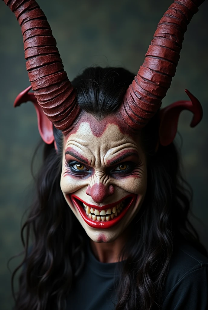 a girl with horny face