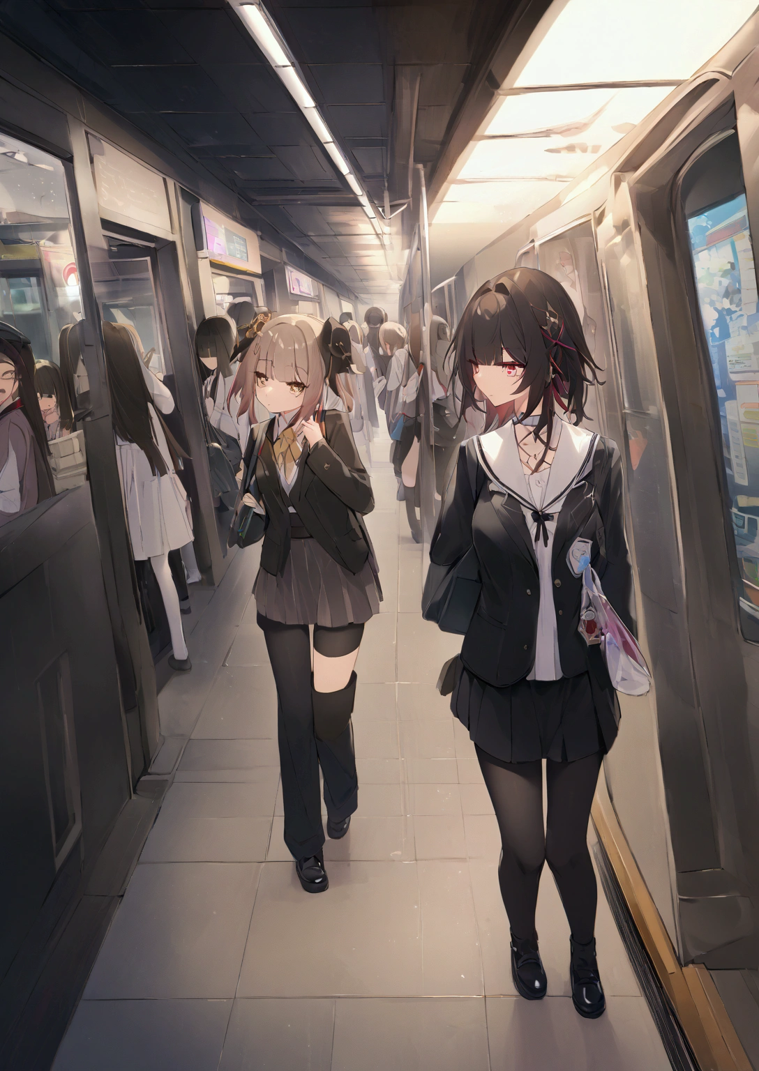 score_9,score_8_acima,score_7_acima,1 ,Sparkle_\(honkai:_star_rail\), student clothes, in a subway station in Japan, 