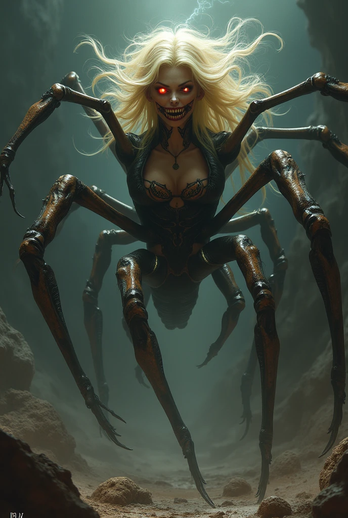 horns ({spider_silk|fur}, silk, fur) ({(arachna:1.65)|human_female|(goblin:1.15)}:1.25) girl, 1girl, perfect and well designed glowing shiny eyes, (beautiful detailed eyes:1.05), natural breasts, slim body, beautiful and delicate cute face, (face detail), ((realistic face)), pores, ((pale grey skin)), detailed skin, realistic skin, (((bioluminescence))), ((shiny skin)), ((glowing speckles on skin)), (pointy ears), (fangs:1.5), (multicolored gradation skin), (fur body:1.8), (muscular, fit:1.3), human face, ((monster girl)), medium length hair, hair voluminous, (((((multicolored gradation hair))))), super high resolution, 8k, parameters Best quality, (masterpiece:1.4), (magic accessories:1.4), bracelets, extremely detailed thick tight ({nylon|lycra}, {latex|vynil}:1.5) pastel bright ((red, yellow:1.6), (black:0.5)) ornate ((bodysuit pants:1.1), (dress:0.85), (kimono:1.25), (chinese cloth:1.1), (skirt, miniskirt:0.7)), (tight clothes on breasts), (standing nipples under cloth:1.1), (cameltoe:1.35), (ornaments on clothing:1.6), (neckline:1.3), (cleavage), decolette, navel, Young Girl, Little Beast, (Smile:0.7), (pale Skin:2.0), ((tattoos all over body, Tribal tattoos all over legs)), ultra detailed, photorealistic, ((Real image)), (best quality:1.4), super high resolution, (Realistic 2.0), More details, (((1girl))), ((mountains temple:0.85), cyberpunk, (futurism:1.5):1.2), technologies, (beautiful and aesthetic:1.2), (fractal art:1.4), (cinematic light:1.1), (DUTCH ANGLE:1.2), 16K, HDR, RTX, Ray Tracing, Radiosity, Anisotropic Filtering, Subsurface Scattering, (((magic lights))), metallic reflections, Detailed, Realistic, 4k highly detailed digital art, (cool_color), extremely detailed CG unity 8k wallpaper, vibrant colors, (((seductive pose)))