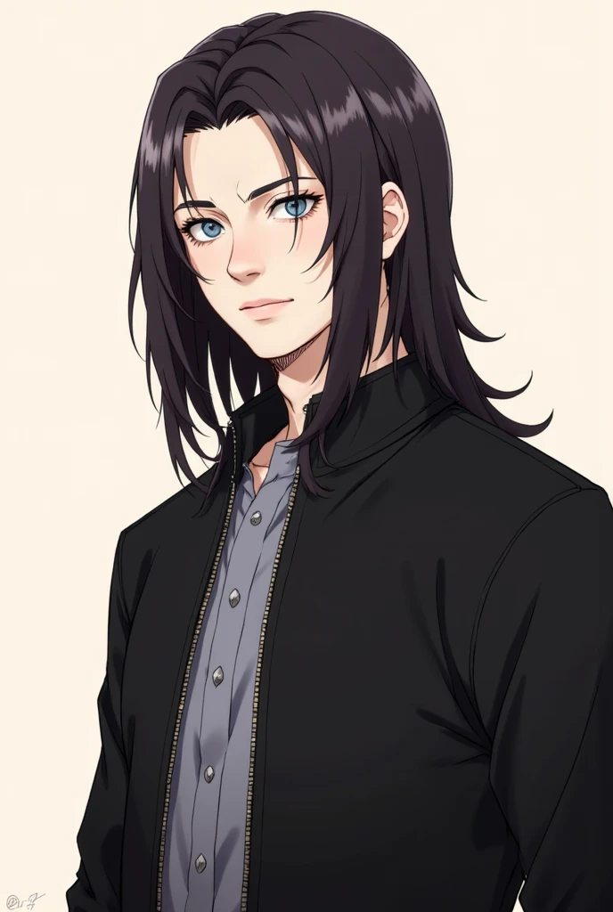 a cartoon of a man with long hair and a black jacket, @Naruto art style”, Best Anime Character Design,  anime character, Like an anime character, hinata hyuga, Will Murai, jin kagetsu,  anime style ",  anime character male, cosplay itatchi uchiha