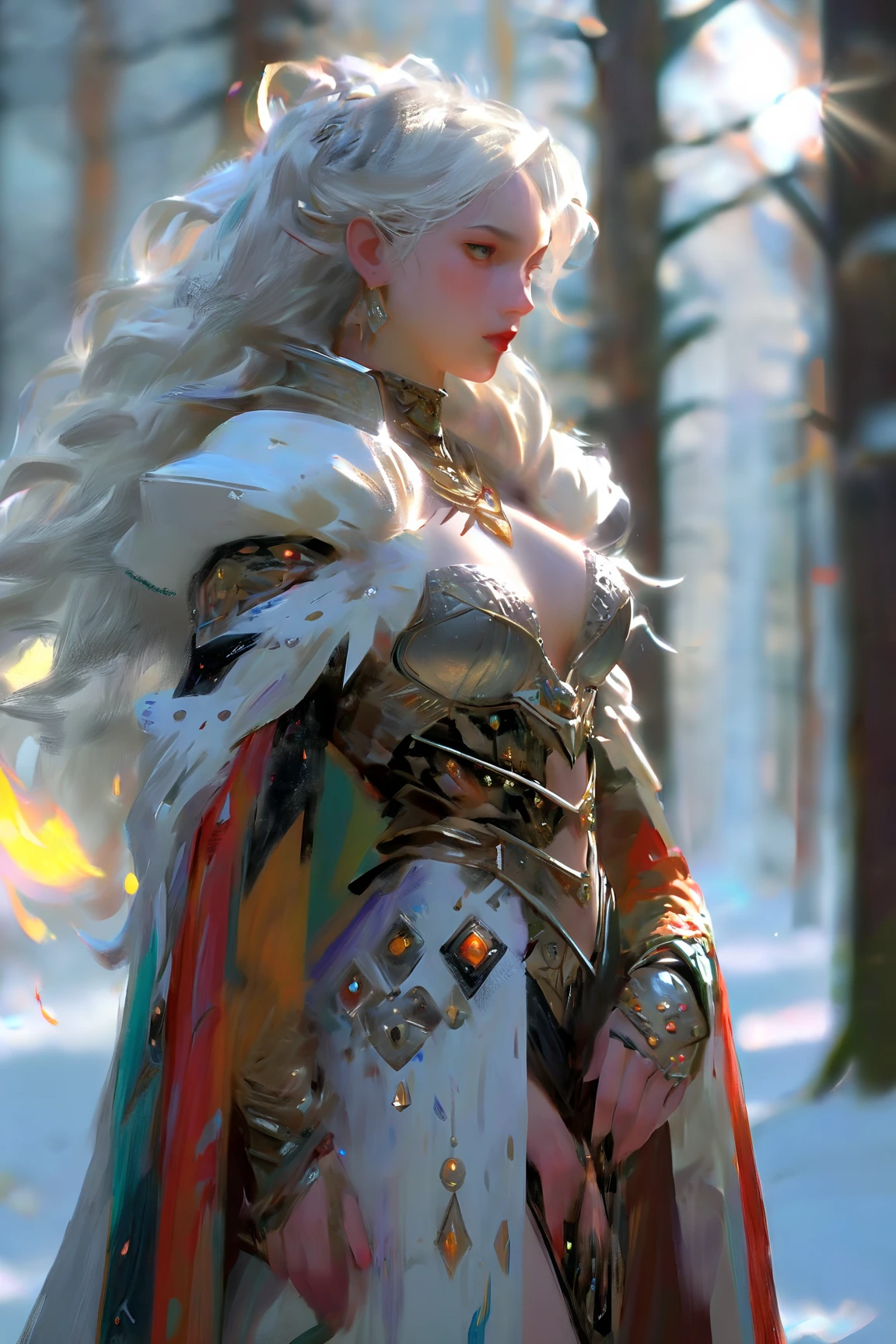  ((Masterpiece, Top Quality, High Resolution, Photorealistic, Extremely detailed CG unified 8k wallpaper)), (huge stunning goddess shot, very hot and sexy, jaw-dropping beauty, perfect proportions, beautiful body, slim body beauty:1.4), A pack of werewolves, a female wolf, the queen of a wolf clan, platinum hair, ice-blue eyes, white wolf ears, standing with fur-lined coats blowing in the wind, in a snowy forest, hunting time,,Позитив Клип L 8k, отмеченный наградами, proФessional close up, style oФ Casey Baugh, style oФ Pino Daeni, beautiful woman 