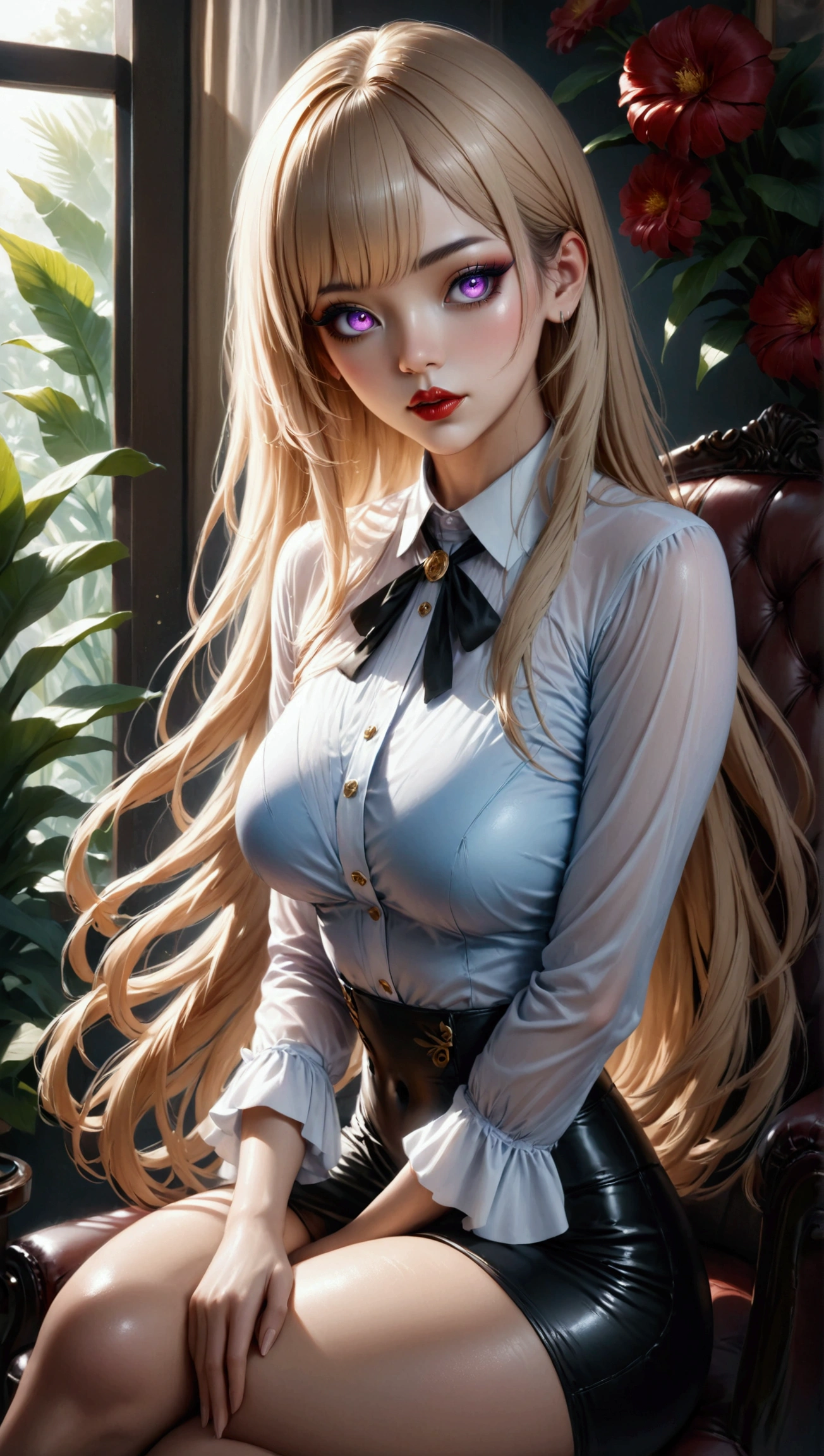 (Close-up),fantasy,(fighting image:1.2),((1girl:1.5),curvy,,beautiful breasts,large breasts,pale skin,(pointy breasts),(erect nipples)),((realistic),8k,ultra hd,high resolution,best quality,masterpiece,(Sense of presence:1.5),(Dynamic:1.5),(bold:1.5)),((long hair),((thin hair:1.8)),(straight hair:1.5),(Swept bangs:1.5),(extra light coppery amber hair),(hair over one eye)),(clothed:1.5)