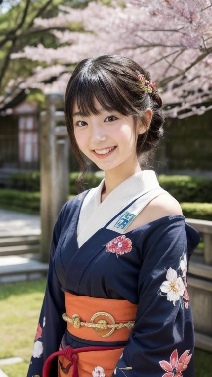 nsfw,Japan Person, 2girl with fun ,full body shot, japan famous idol, very young face, masterpiece, high quality, head tilt, taisho period, hakama,narrow shoulder width,looking at viewer, small face,leaning forward,laughter