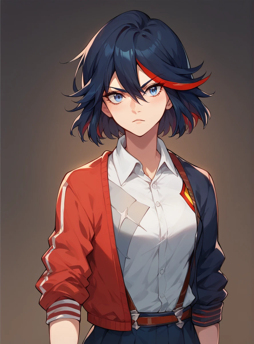 masterpiece, best quality, very aesthetic, absurdres BREAK 1girl, matoi ryuuko, black hair, red streaked hair, short hair, blue eyes,((dressed as a geanie)) dance