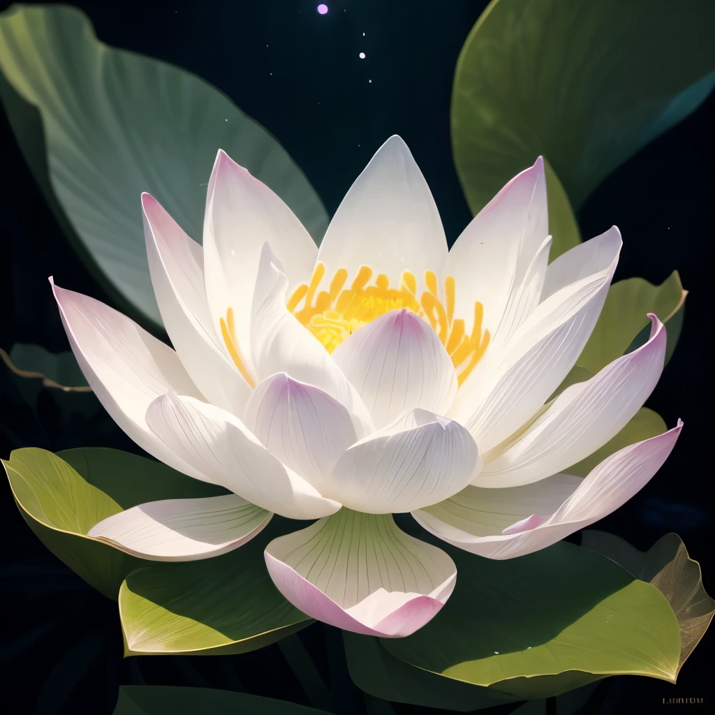 there are many white flowers that are glowing in the dark, an airbrush painting by Li Song, tumblr, psychedelic art, beautiful flowers and crystals, glowing flowers, beautiful!!! digital art, magical flowers, luminous flowers, surreal waiizi flowers, with lotus flowers, magical colorful flowers, beautiful depiction, ethereal!!! ultra realistic, glowing delicate flower, lotus flowers