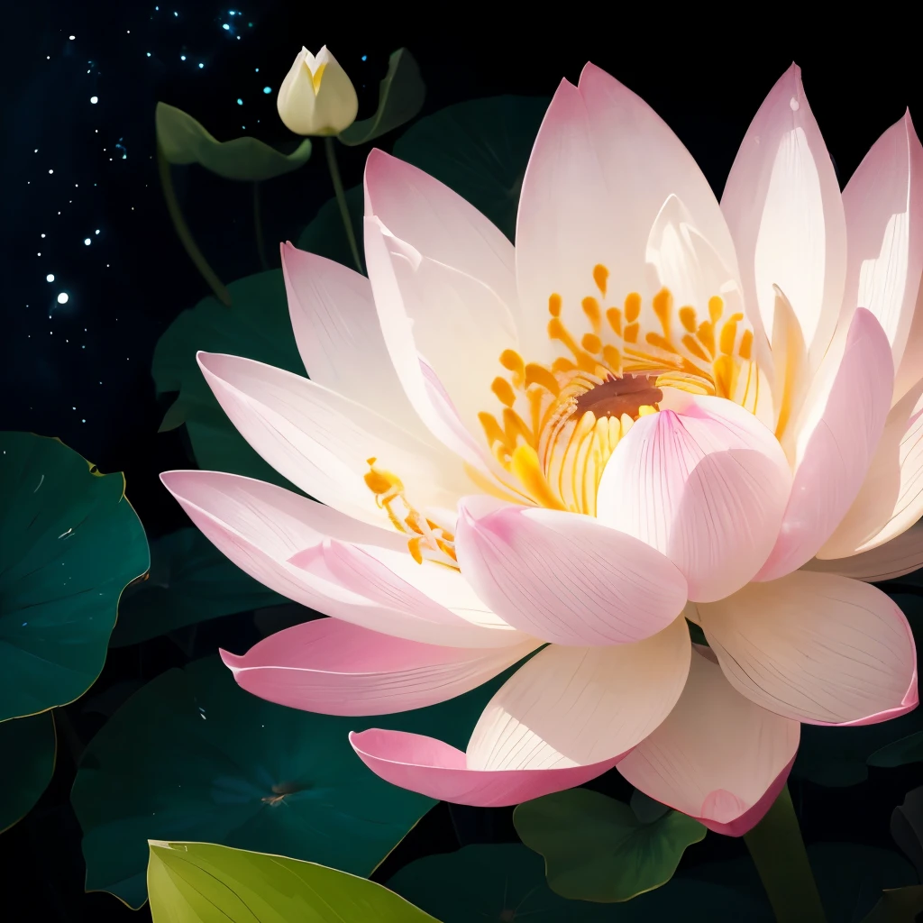 there are many white flowers that are glowing in the dark, an airbrush painting by Li Song, tumblr, psychedelic art, beautiful flowers and crystals, glowing flowers, beautiful!!! digital art, magical flowers, luminous flowers, surreal waiizi flowers, with lotus flowers, magical colorful flowers, beautiful depiction, ethereal!!! ultra realistic, glowing delicate flower, lotus flowers