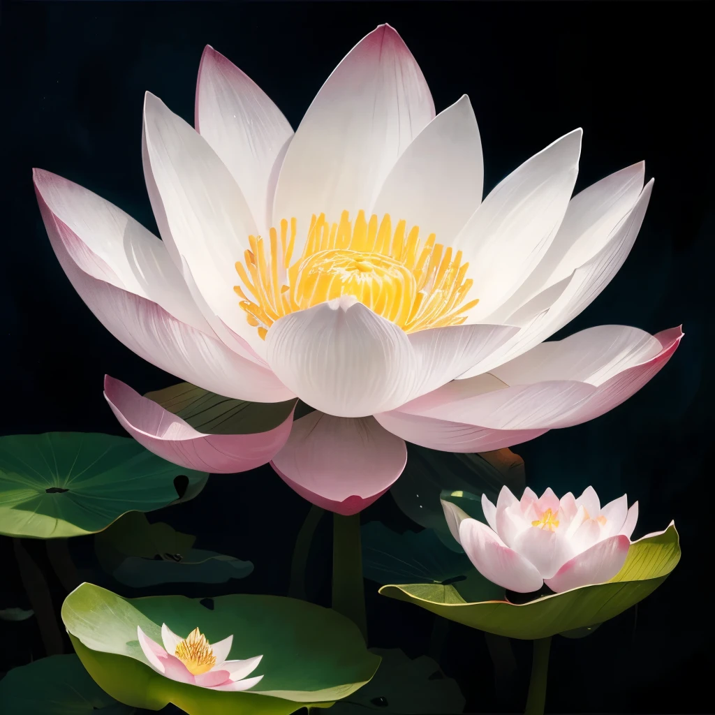 there are many white flowers that are glowing in the dark, an airbrush painting by Li Song, tumblr, psychedelic art, beautiful flowers and crystals, glowing flowers, beautiful!!! digital art, magical flowers, luminous flowers, surreal waiizi flowers, with lotus flowers, magical colorful flowers, beautiful depiction, ethereal!!! ultra realistic, glowing delicate flower, lotus flowers