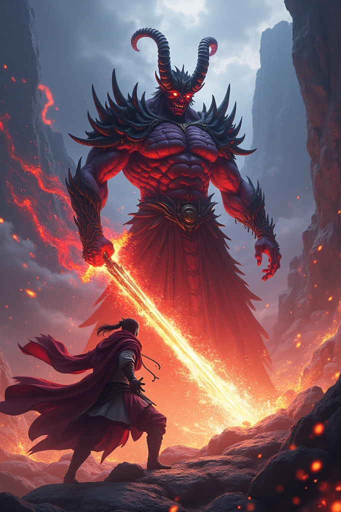 (homem de cabelo vermelho),(Dupla empunhadura:1.1),(sword in each hand),(uma espada azul),(an ethereal sword),(olhar intenso),(forte e confiante),(epic battle scene),(dramatic lighting),(poeira e detritos flutuando),(Golpes poderosos),(dinamic poses),(expression of martial prowess),(action-packed),(Confronto de alto risco),(Epic fantasy setting),(respingos de vermelho),(magical aura),(energia intensa),(armadura detalhada),(detalhes intrincados em espadas),(Inflexible determination),(smoke and sparks),(cinematic composition),(impressive physique),(manto carmesim fluindo),(atmosfera sinistra),(Extraordinary agility),(um pinguim no plano de fundo),(mythical creatures),(majestic scenery),(paleta de cores com tema carmesim),(flashing blades),( apressar-se)