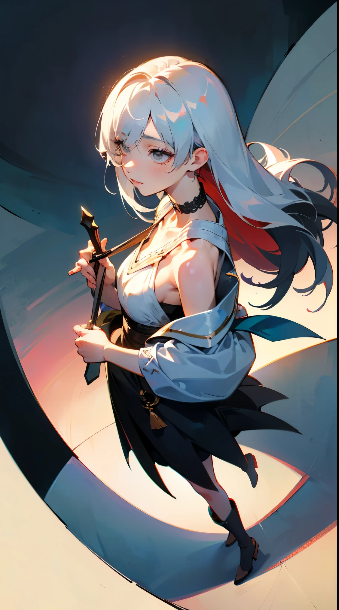 anime character with white hair and horns holding a sword, anime girl wearing a black dress, white haired deity, best anime 4k konachan wallpaper, badass anime 8 k, tifa lockhart with white hair, white haired, white haired lady, onmyoji detailed art, anime style 4 k, perfect white haired girl, onmyoji, seductive anime girl, (dark skin:1.2)