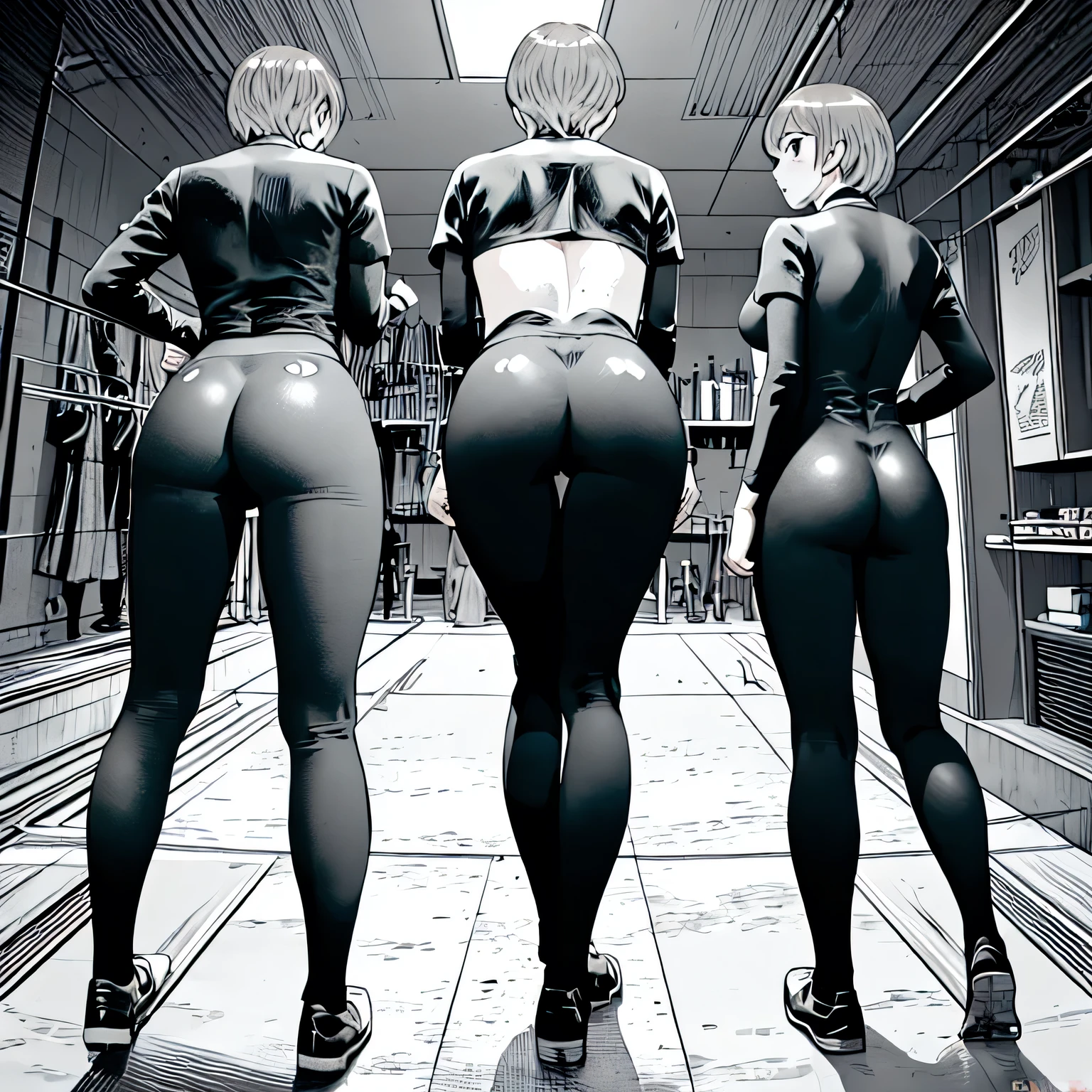 nsfw:1.5,((Illustration of a person)),blue eye star piece,(masterpiece),(best quality:1.4),ultra-detailed,high detailed,high resolution,illustratio,Explicit,Beautiful body,Beautiful Nose,Beautiful character design,perfect eyes,perfect face,wallpaper,ultra highres,4K,photography,(Beautiful breasts:1.2),(beautiful face:1.2),(beautiful legs, perfect legs),(beautiful hips:1.2),shiny skin,BREAK,1girl,solo,alone,Big eyes,Big Breasts,Bronze colored hair,((short hair)),alone, blush, Big Breasts,BREAK,(In heat:1.5),pussy juice,completely nude,show pussy,(focus ass:1.8),(all fours:1.3),spread legs,lift up butt,(back view:1.8), (full body:1.5), in the locker room,on floor