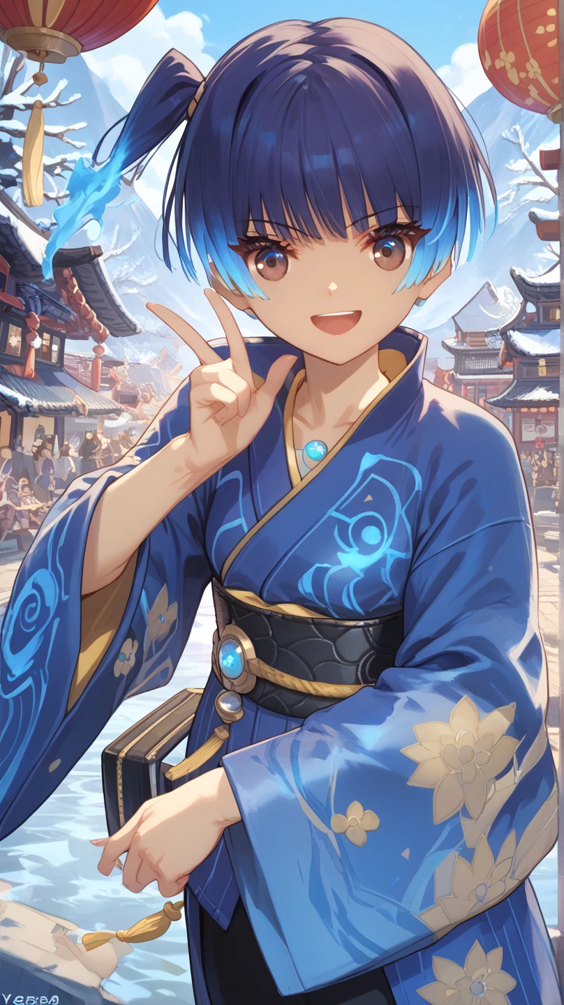 Master piece,  one girl, sena, xenoblade chronicles, smile, kimono, happy new year