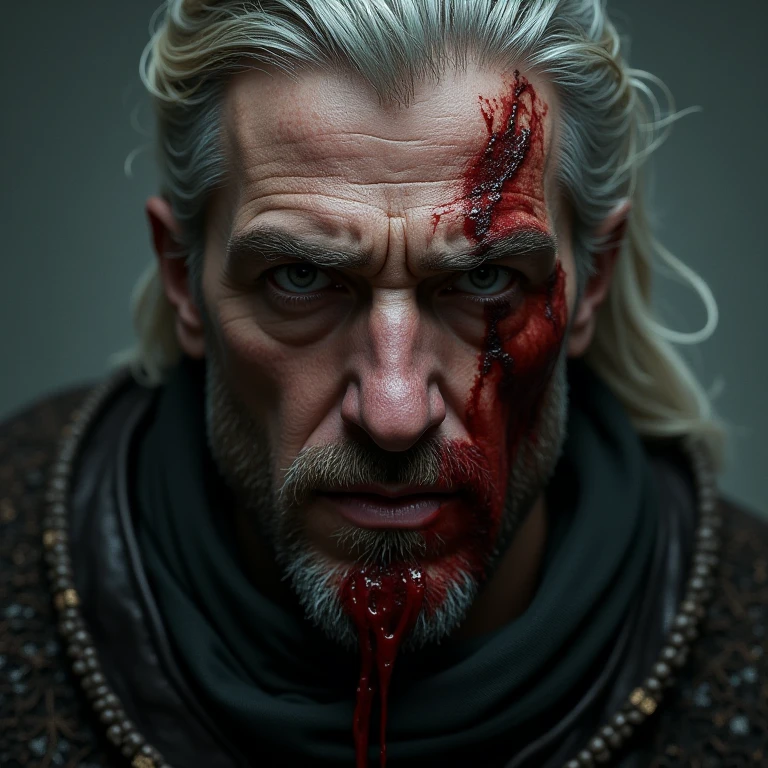 Witcher face with blood