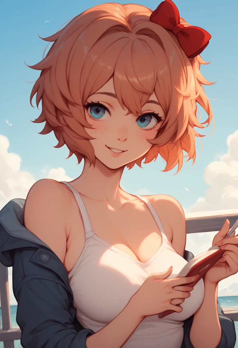 Sayori,  short hair, chestnut, abergonzada