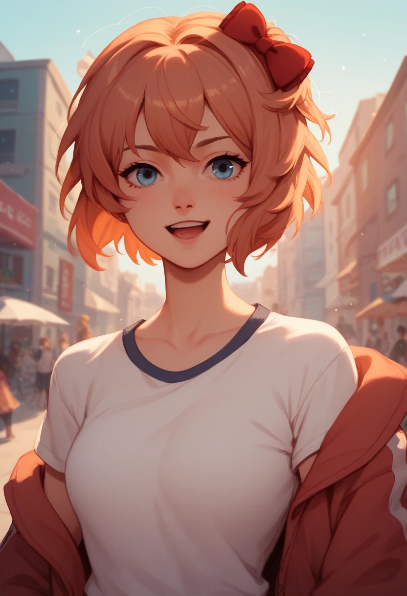 Sayori,  short hair, chestnut, abergonzada, nervousness, In love, Shamelessness