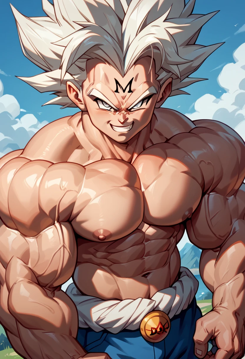  top quality,Anatomical, Big Muscles ,Goku and Kogenta mix,Demon Body,gigantic penis,white eyes,