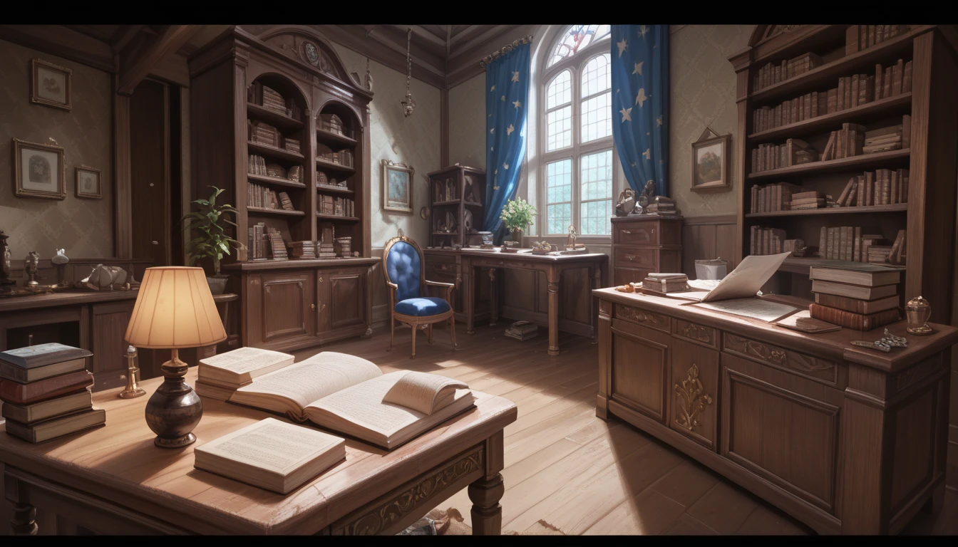  The main character's room ,  The room is littered with scrolls ,  open books and crumbs on the study table ,  because some people are not used to keeping order,  squirrels are running everywhere , dark fantasy masterpiece, best quality, amazing quality, very aesthetic, absurdres, newest, (realistic:1.2), concept art, room, without people, room concept , 3 proteins,  room, focus on the whole room
Preparing 