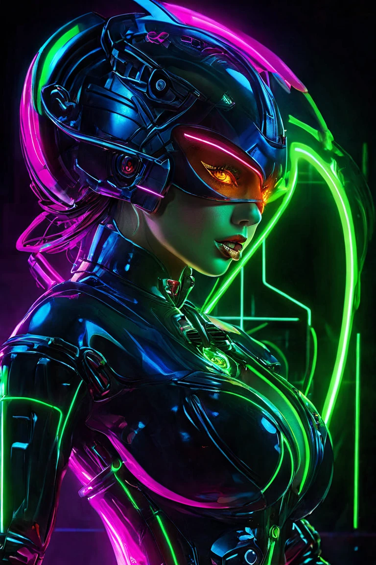 Create a sexy woman toxic sensual sexy futuristic, neon 