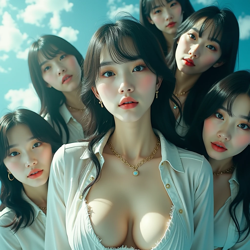 Masterpiece 1.2,Highest quality,Super quality,Detailed nipples,Pussy,Doing nude photoshoot,An idol group made up of students,Dark hair color,Discord,Super detailed,8k,Photo Studio,Detailed pubic hair