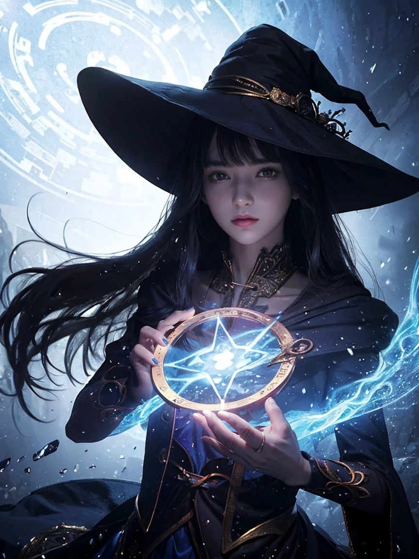 1girl, ( Witch Core ,  sorcery , pagan, mystery, nature, mystery學) , magician, Spell Magic , Magic Circle, (( Magic at Hand )),(masterpiece,  top quality:1.4),(超 High Resolution,  High Resolution,  super detailed :1.2),( Using Dark Magic :1.4),  Imaginative Overlay ,  Art Fusion , Fantasy Scenes ,  Impressive Story ,  Stunning Visuals,  upper body ，((( top quality))),((( super detailed ))),(((masterpiece)))