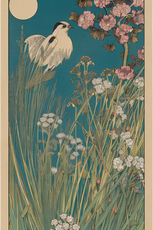 Elegant, simple, excellent images, poetry, steam, invasive art, mixed brush, airy shapes of :  Muslin pixel velvet, aerosol accents, template, ghostly hybrid flower, meadow grass, occlusion, mystical lighting, sophisticated mixed illustration by Bilibin and Nakashima Kiyoshi:  curls, spiral, harmony, sophistication, subtle relief of petals, the effect of full presence, the distinctive C-I :  silk plant, immersive dynamics of three-dimensional neon diamond lines, fragile animation, contour light, 