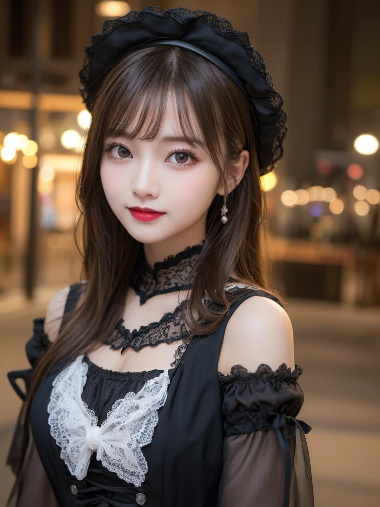 ((masterpiece:1.4, Highest quality)), (Realistic photos:1.4),
((1 girl)), (Otherworldly beauty), (dream-like),
(超High resolution:1.2), Very delicate and beautiful, wonderful, Very detailed CG Unity 8k wall paper, Very detailed, High resolution,
Soft Light, Beautiful detailed, Very detailed eyes and face, Beautiful and detailed nose, Beautiful and detailed,
(Wearing a late 19th century black Gothic dress:1.3), (In front of the cafe at night:1.3),
Cinema Lighting, Perfect Anatomy, Slender body, (Parted bangs),
(The world of impressionist painting:1.5), (Impressionist light and colour), (「Cafe terrace at night」),
Cowboy Shot