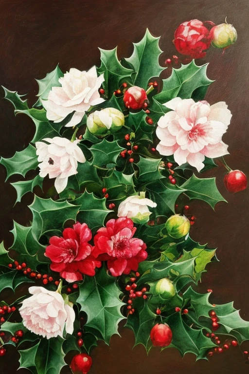 holly ,
 christmas , 
Alexey Kurbatov,
pomegranate ,
peony 