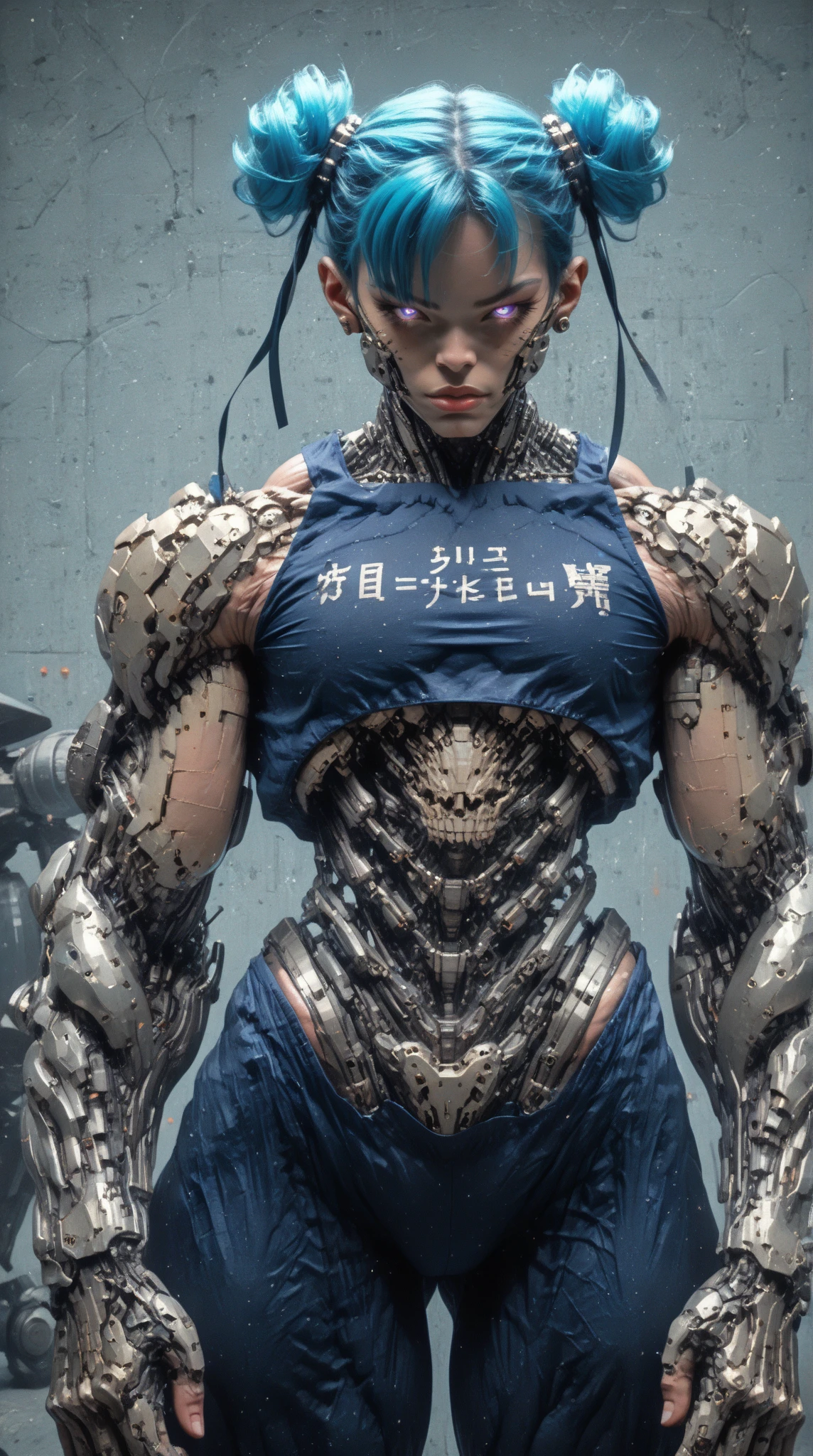 (beautiful muscular female cyborg:1.25), (megan-fox:1.5), (full body pose), (mechanical muscles and tendons:1.5), (no hair), (bald head covered in cables:1.5), (robotic mechanical physique:1.5), (super muscular female cyborg:1.5), (covered in cables and mechanical muscles:1.5), (android muscular anatomy:1.5), (perfect fingers:1.25),(8k, RAW photo, photorealistic:1.25), sci fi atmosphere, futuristic dystopia, alien landscape,