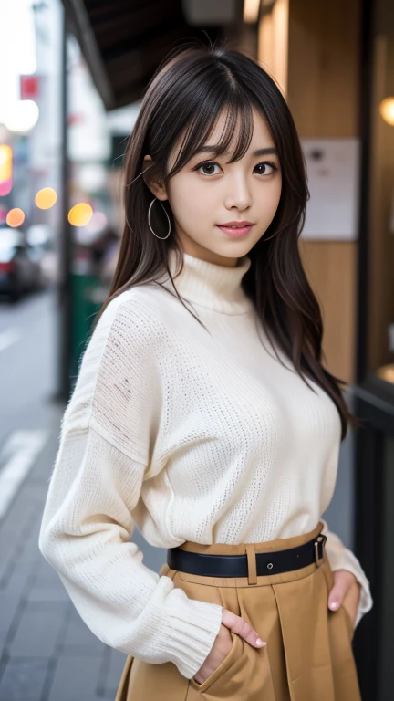 Selfie、Close-up of a woman wearing a white sweater, neat hair With bangs, short detailed hair, Baiji haircut hairstyle, short detailed hair With bangs, south east asian with round face, Cute and delicate face of girl, With bangs, Korean girls, Young cute asian face, Korean symmetrical face, middle parted bangs, Avatar profile picture,the background is clean