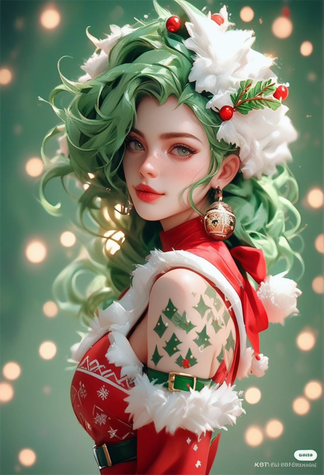 Gal Surfing, Gal Santa Costume, Sexy Costumes, Clothes Pattern with Green Christmas Image