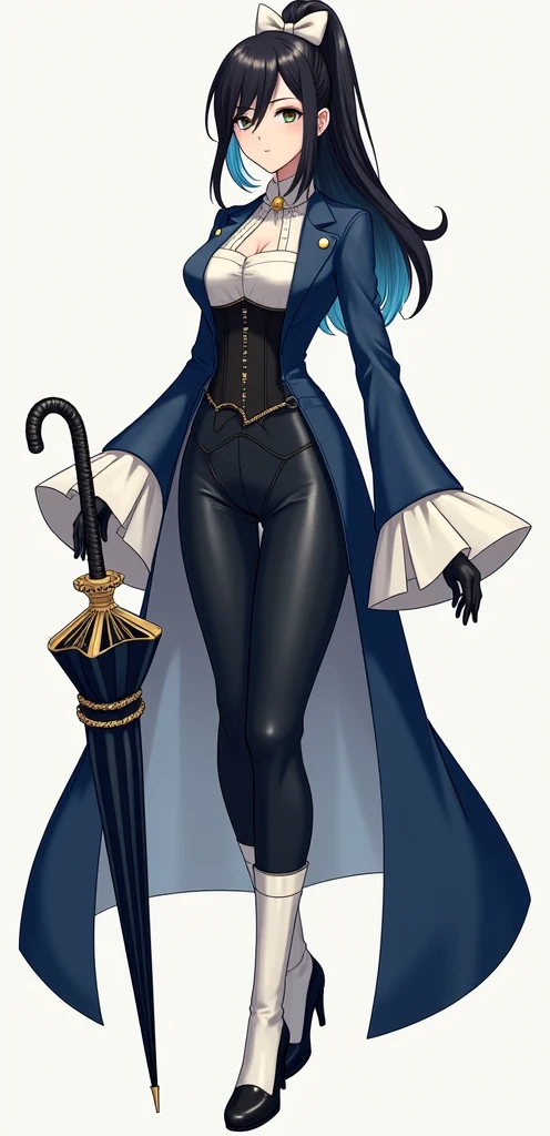 (masterpiece, Best quality, 32 thousand.), (((facing the viewer, full height))), ((full body)), teenage man with blue hair , ((Blue eyes)), ((Tattoo under eyes)), ((Beautiful face, sultry face, mischievous face, fine features, sexy face)), ((pale skin, Smooth skin, perfect skin)), ((medieval classic costume, fantasy outfit)), ( White pants )