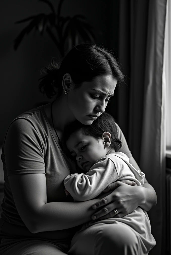 (Quality tags: masterpiece, high resolution, photo-realistic:1.3), a parent tightly embracing their children in a Palestinian home, (dimly lit room:1.2), shadows of fear persisting, (soft light filtering through:1.2), expressions of parental reassurance, (tender hug:1.1), muted tones capturing vulnerability, (subdued atmosphere:1.2), a backdrop of uncertainty, (protective embrace:1.2), faces buried in warmth and safety, (subtle details in shadows:1.1), an intimate moment of familial protection, a powerful portrayal of love amid adversity.