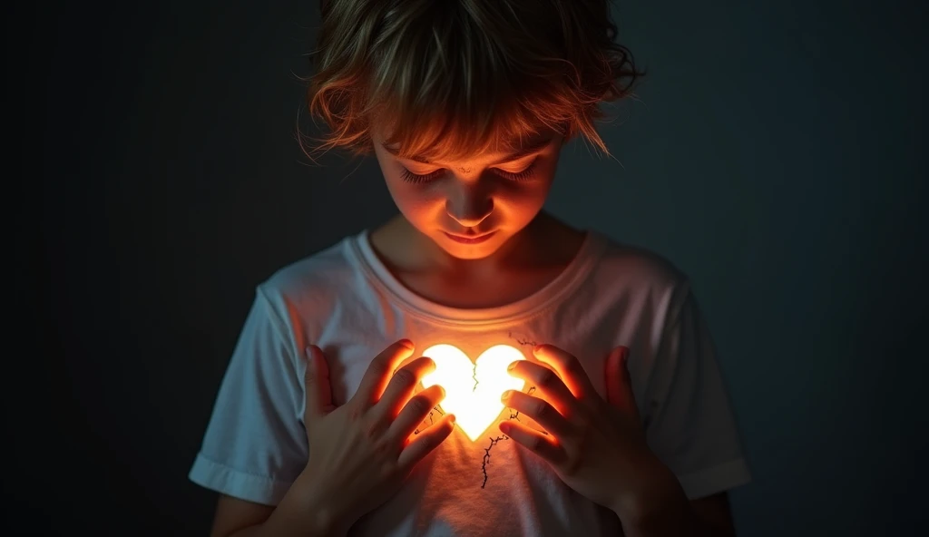 Image of a boy who holding a heart and heart archisman written 