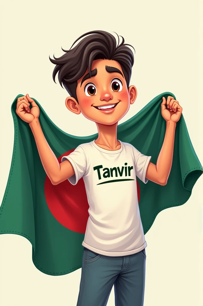 A girl her ti shirt name zarwa with pakistani flag