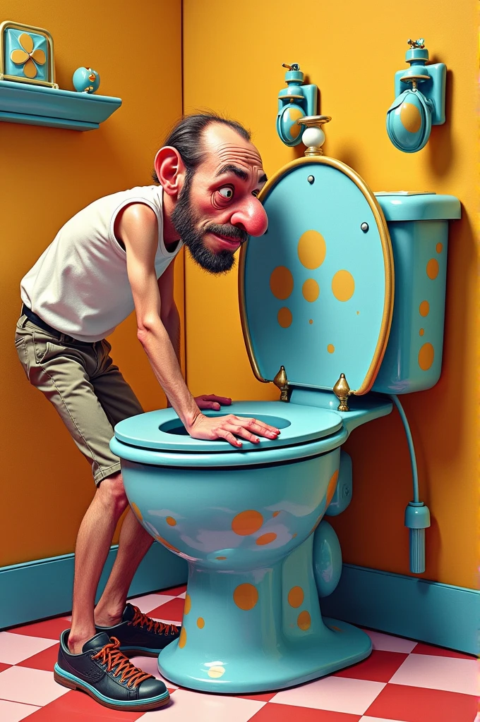 Eric Cartman sitting at Toilet in Bowling Bathroom, Style of Futurama