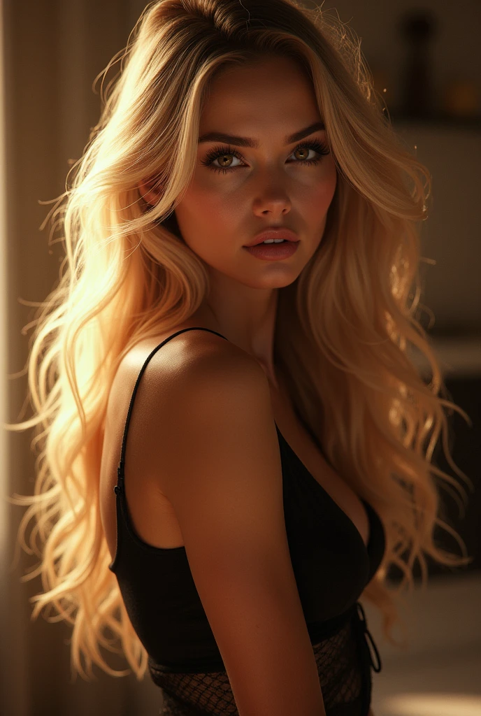 Girl in, Age 18, solo, long wavy hair, Colossal , Long disheveled windy blonde hair, looking up at the camera, Booty to the camera, O-face, hair light, jewelries, full - body, (extremely detailed 8K wallpaper), soft-lighting, hiquality, Film grain, Sharp focus, high detail, sharp-focus,(natural light), (seductive),lingerie Realistic, Sexual