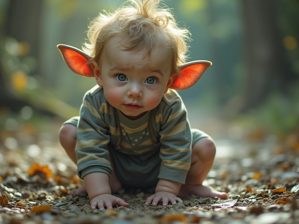 lifelike、CINEMATIC、photos、woods、In the woods、Baby Goblin --auto --s2