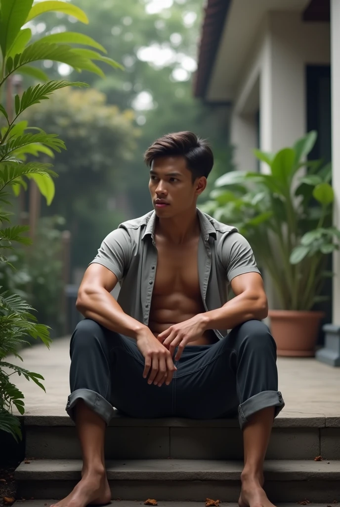 "Ismael Borg, 22 years old. Looking at the sky. Shirtless. Wearing black pants. Wet skin and hair. He is in a Japanese garden in heavy rain."
. ((high quality:1.2, masterpiece:1.2)), CGI, VFX, front lighting, photorealistic. shot on canon eos 6d, canon ef 24-105mm f/4l is usm, nikon af-s dx zoom-nikkor 18-55mm f/3.5-5.6g vr