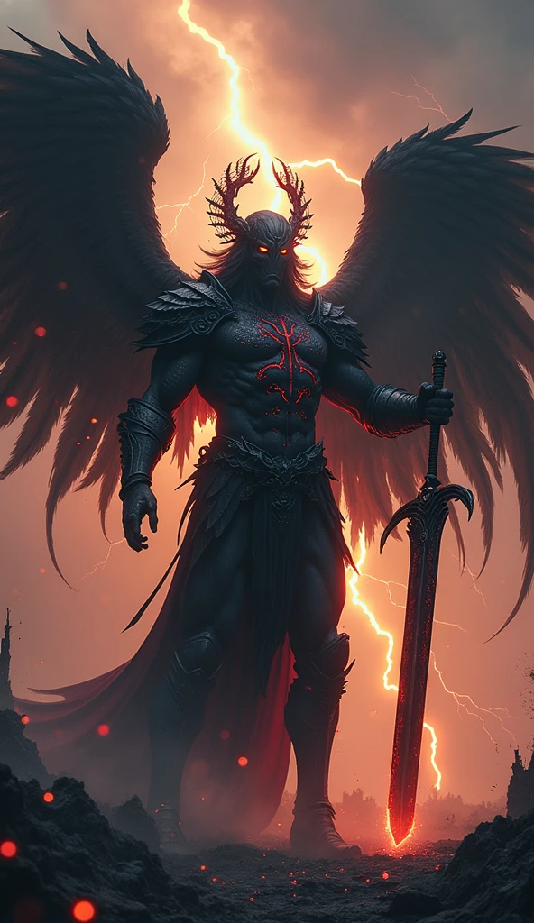 Varkas the Unbroken stands amidst the carnage of the battlefield, his eyes scanning the horizon for any remaining foes. The stench of blood and steel hangs thick in the air, but Varkas remains unfazed. He raises his massive sword, still dripping with the crimson essence of his fallen enemies, and lets out a thunderous roar that echoes across the desolate landscape.