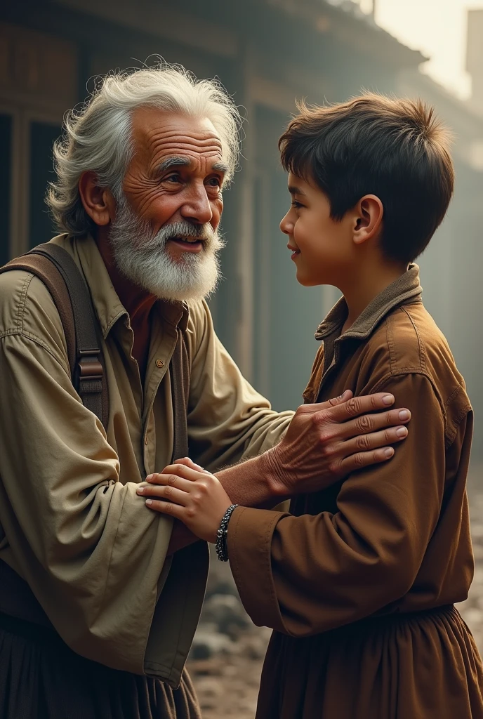 An elder talking to his youngest son, Biblical character