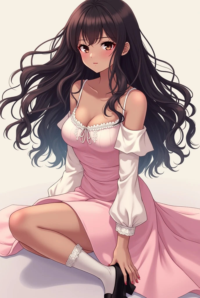 Illustration, anime style, (masterpiece, top quality, super detail, high resolution), perfect face, beautiful eyes, smile, sidelights, shiny skin, (bloom), (shine), lighting, ray tracing, 1girl, solo, mixed silver and black hair, black moisturized eyes, summer short sleeves, hair bow, pink skirt, bow, pink bow, lips, upper body, curly hair, chest, parted lips, jewelry, depth_ of_field, Very detailed background, Very detailed background, Masterpiece, Super detail, Great composition,Dynamic Angle,[Bottle Bottom],(Wide Shot), Very Delicate and Beautiful,(Best Quality), (Master Work), Depth of Field, Solo, Extreme Light and Shadow, Masterpiece, Detailed, (Fine Features), (Best Quality), (Masterpiece), (Detail), (Beautiful) Detail,Beautiful Detail Eye,(Straight On), Upper Body,(Very Detail CG Unity 8k wallpaper),(Masterpiece), (Best Quality), (Super Detail), (Best Illustration)(Best Shadow),Perfect Lighting,Perfect Anatomy