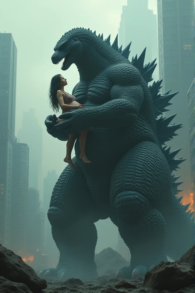 (((Ultra-HD-details, 60+fps-details))) giantess-fighting-against-godzilla, round-one-fight!
