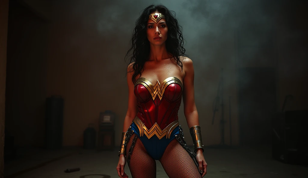 Wonder woman running through a burning building (Best Quality)), (Ultra-detailed), (extremely detailed CG unified 8k wallpaper), Highly detailed, High-definition raw color photos, Professional Photography, Amazing face